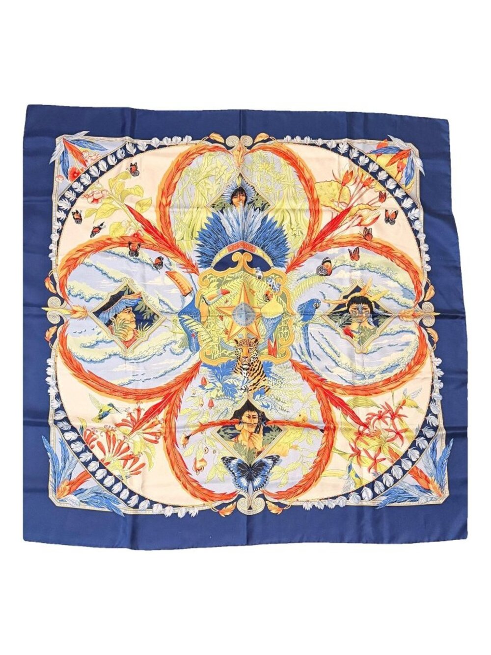 HERMÈS AMAZONIA SILK SCARF 90, Excellent, 2001